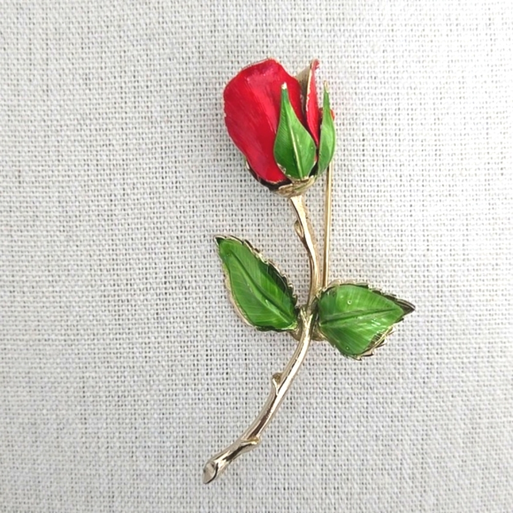 Giovanni Enamel Rose Brooch